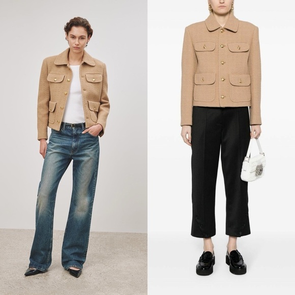 NILI LOTAN Paloma Cotton-Blend Tweed Jacket Camel Sz S - Picture 2 of 10